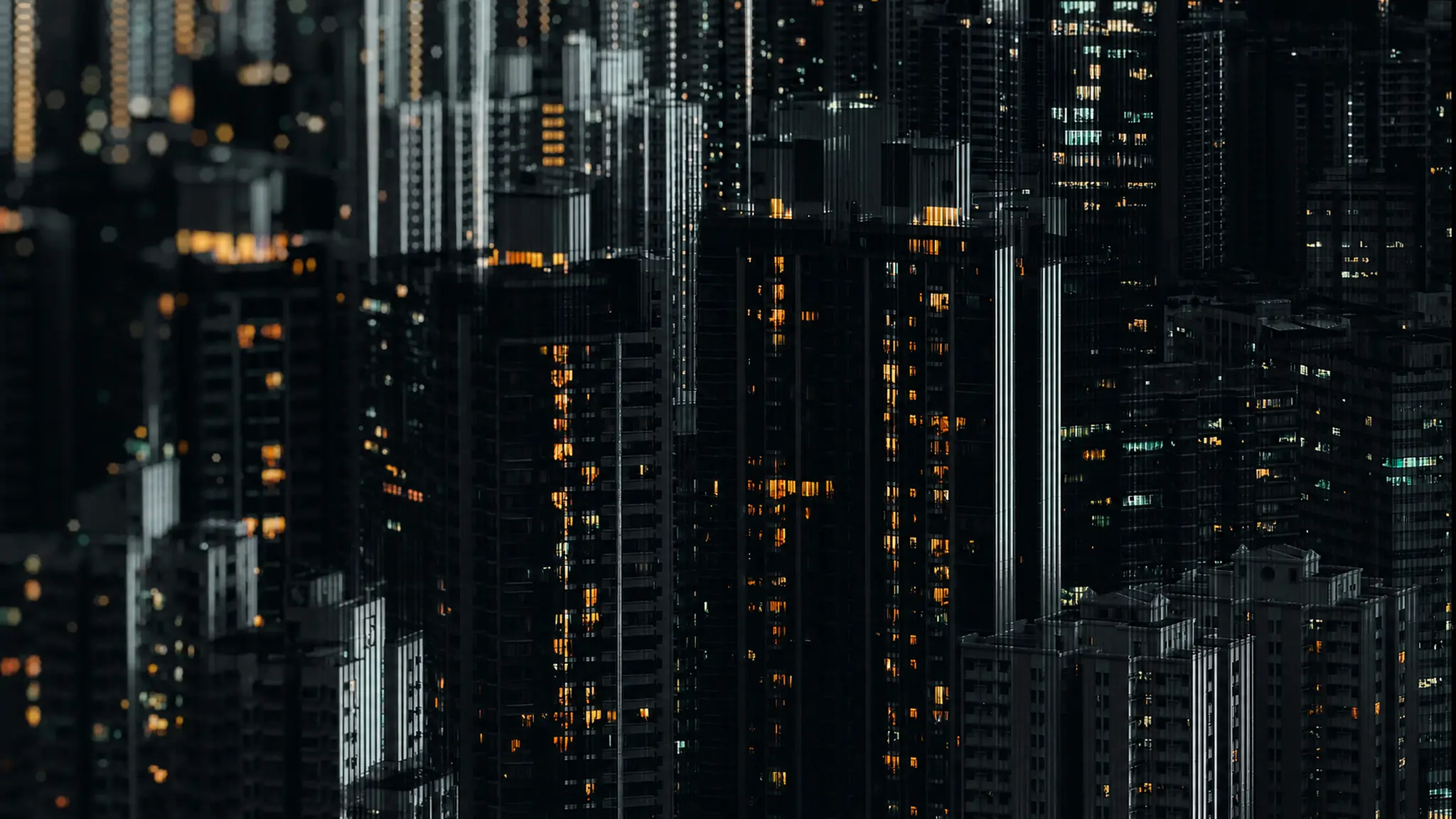 夜色中的现代城市建筑群
